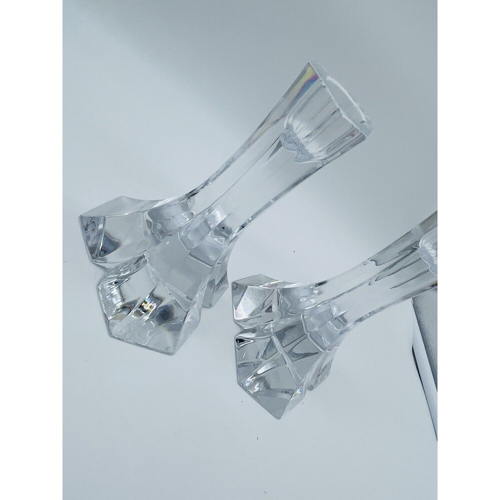 Miller Rogaska Triangle Candlestick Pair-Full Lead Crystal-6" - Picture 5 of 9